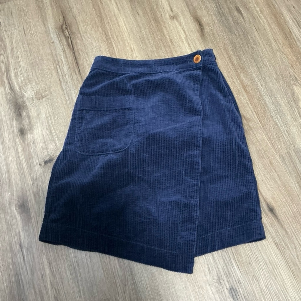 Pilcro Letterpress Corduroy Skirt Blue Wrap Style Mini Sz 0